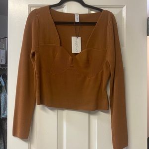 Sokie Collection Constructed Sweater. Brown. Size XL. NWT